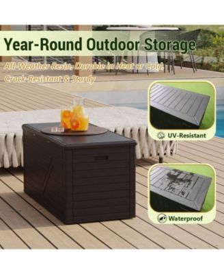 260 Gal Patio Waterproof Resin Deck Box Lockable Outdoor Storage Garden Tools