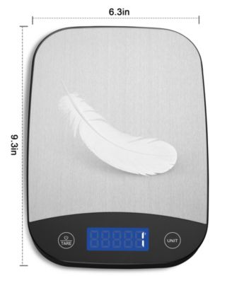 Stainless Steel Kitchen Food Scale with LCD Display & USB Rechargeable