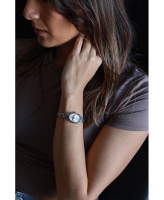 Women's Silver 30x25mm Sun Moon Dial Link Bracelet Watch