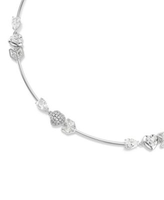 Heart with Arrow, White, Rhodium Plated Idyllia Necklace