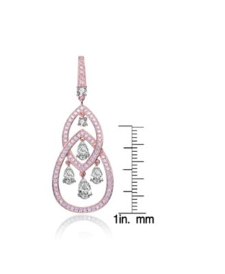 Cubic Zirconia Sterling Silver Double Teardrop Chandelier Earrings