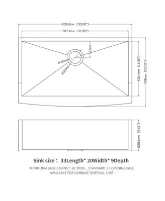 33x20x9 Inch Stainless Steel Farmhouse Apron Front Kitchen Sink 16 Gauge T304 Single Bowl With Dish Grid Drain Assembly Drying Rack