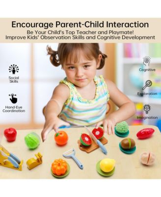 21-Piece Kids Cutting Play Food Set, Pretend Fruit & Vegetable Toy for Early Learning