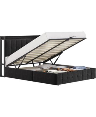 Upholstered Bed Frame with Lift Up Storage, Storage Bed Frame, Metal Platform Bed, No Box Spring Needed, Noise Free, Full Queen King