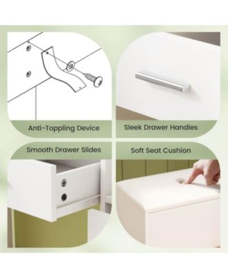 Vanity Desk with Mirror and Lights Storage Stool Power Outlets 3 Lighting Colors