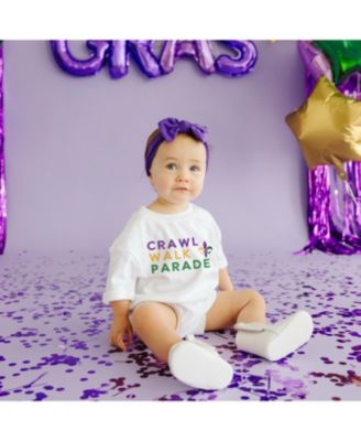 Baby Girls Crawl Walk Parade Mardi Gras Short Sleeve Romper