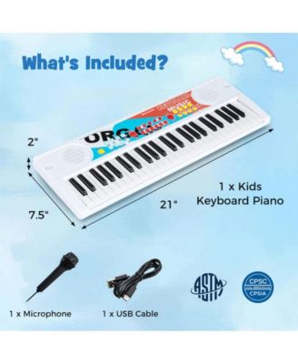 Kids Piano Keyboard with Microphone and Portable 49 Key Electric Music Toy