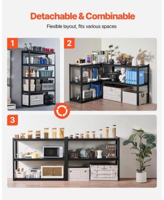 5-Tier Garage Storage Shelves, 18"D x 48"W x 78"H, 3000 lb Capacity, Adjustable Metal Utility Shelving Rack, Black