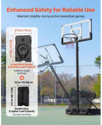 Portable Basketball Hoop, 10 ft Height Adjustable Stand with 48" PC Backboard, Rolling Wheels, Outdoor Goal System