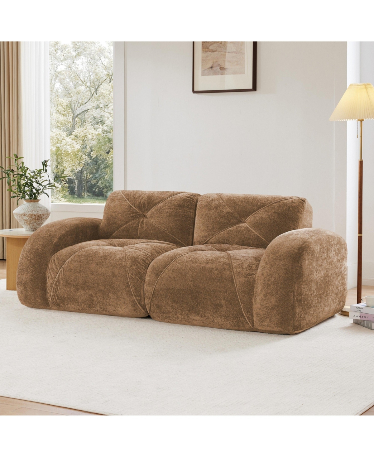Boyel Living 2-Seater Tufted Sofa Couches with Soft Velvet Fabric and No Assembly Required