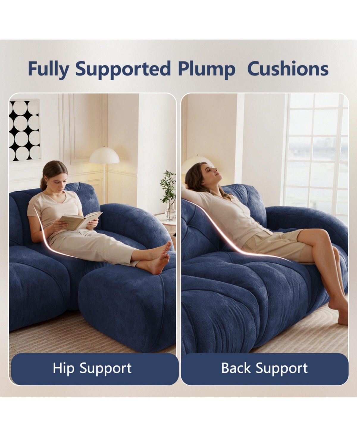 Boyel Living 2-Seater Tufted Sofa Couches with Soft Velvet Fabric and No Assembly Required