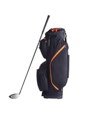 Golf Cart Bag, 14-Way Divider Top, 36", 13 Pockets, Handles, Dust Cover & Detachable Straps, Black & Orange