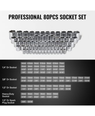 207-Piece Mechanics Tool Set, 1/4" 3/8" 1/2" Drive SAE & Metric Sockets, Wrenches, Bits & Case, Auto Repair Kit