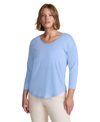 Plus Size 3/4 Sleeve Lightweight Jersey Shirttail Tee