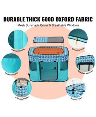 Foldable Pet Playpen, 32 x 24 x 22 in Portable Soft Crate/Playpen, 600D Oxford Waterproof Fabric, Zippered Removable Cover.