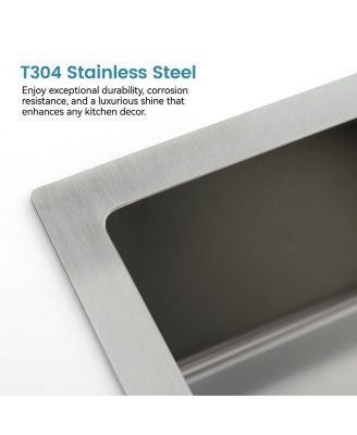 33x19inch Brushed Nickel Stainless Steel Kitchen Sink Single Bowl Drop In Undermount