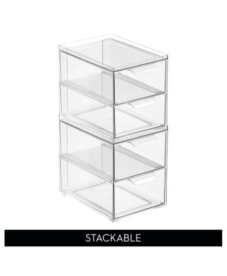 2-Drawer Stackable Organizer for Kitchen or Pantry - Set of 4 - Clear