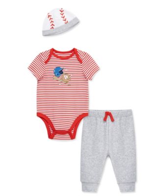 Baby Boys' Baseball Short-Sleeve Bodysuit, Pants & Hat, 3-Piece Set