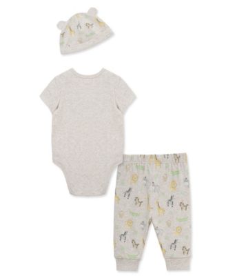 Baby Boys' Jungle Short-Sleeve Bodysuit, Pants & Hat, 3-Piece Set