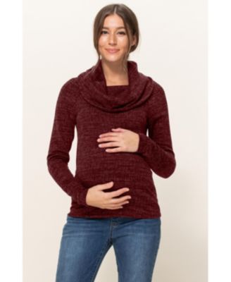 Maternity Cowl Neck Long Sleeve Knit Sweater