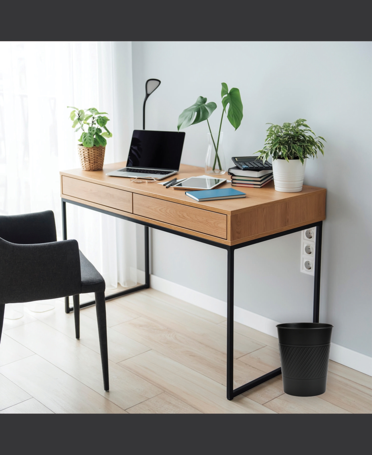 Cameo 5 Liter Waste Basket Can for Garbage, Round Open Top Trash Can for Bathroom Bedroom, Kitchen, Stainless Steel