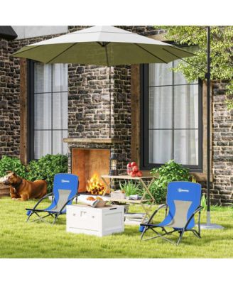 Set of 2 Folding Beach Chair with Carry Bag and Cup Holder