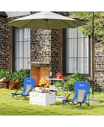 Set of 2 Folding Beach Chair with Carry Bag and Cup Holder