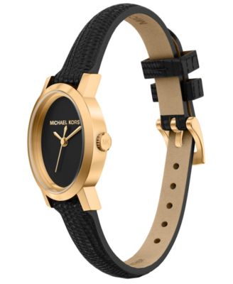 Women's Maude Three-Hand Black Leather Watch, 21mm