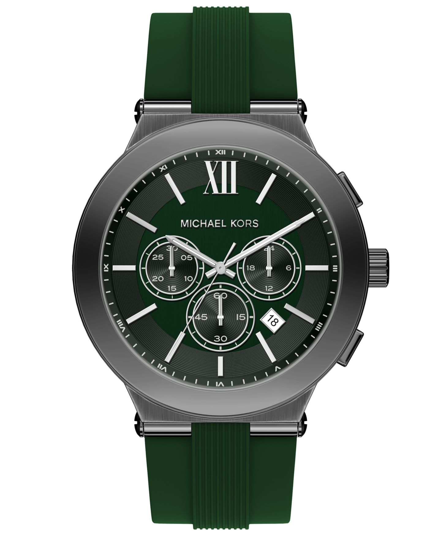 Мужские часы Michael Kors Billie Chronograph Green Silicone Watch, 46mm — фото 1