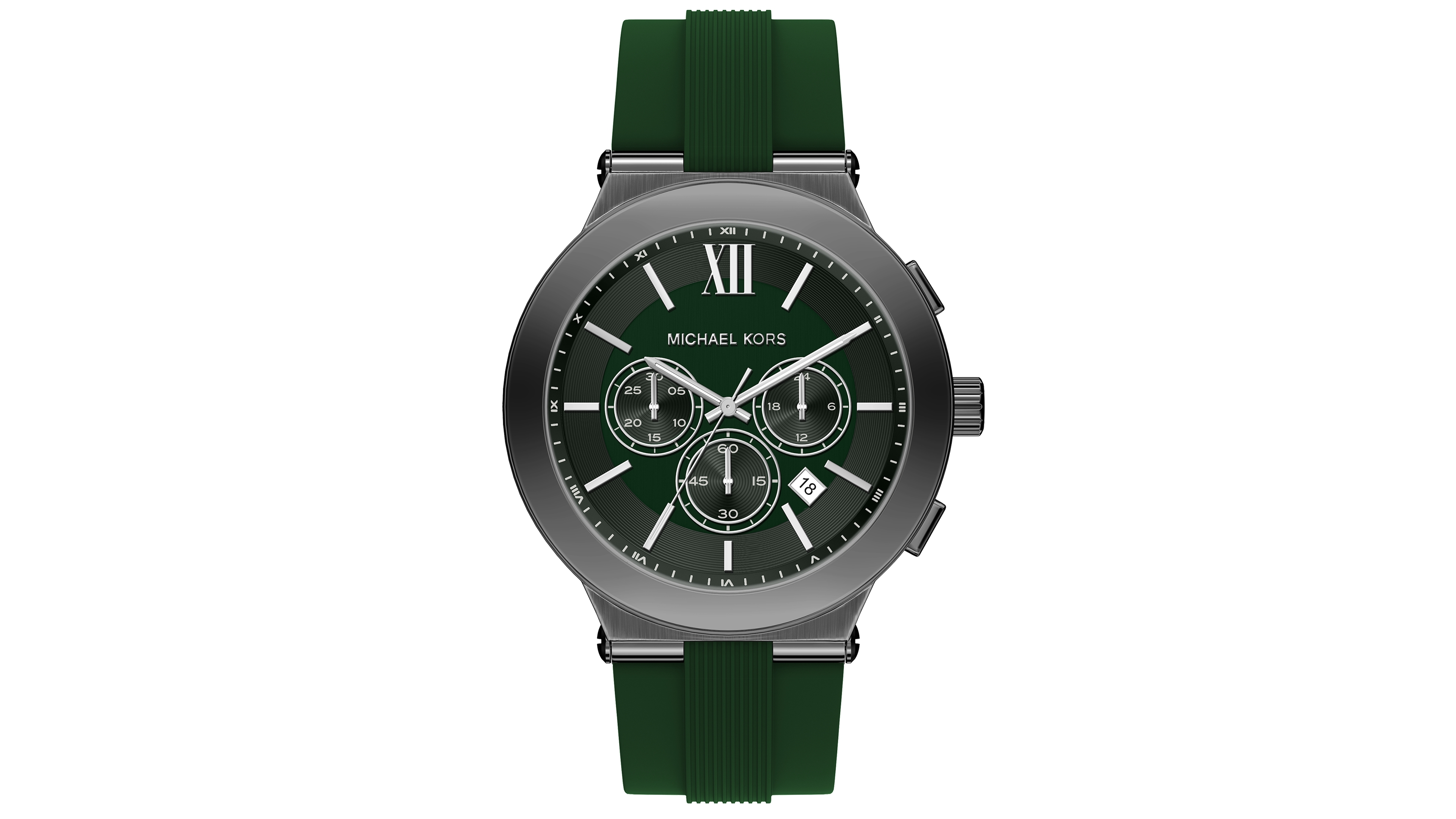 Michael Kors Men's Billie Chronograph Green Silicone Watch, 46mm