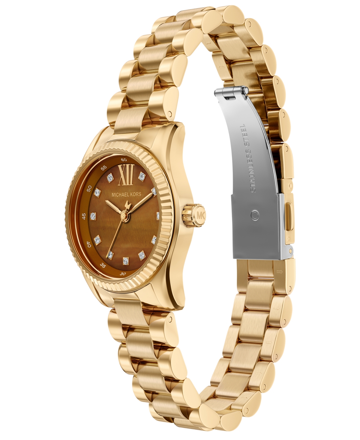 Michael Kors Women's Lexington Three-Hand Gold-Tone Stainless Steel Watch, 26mm