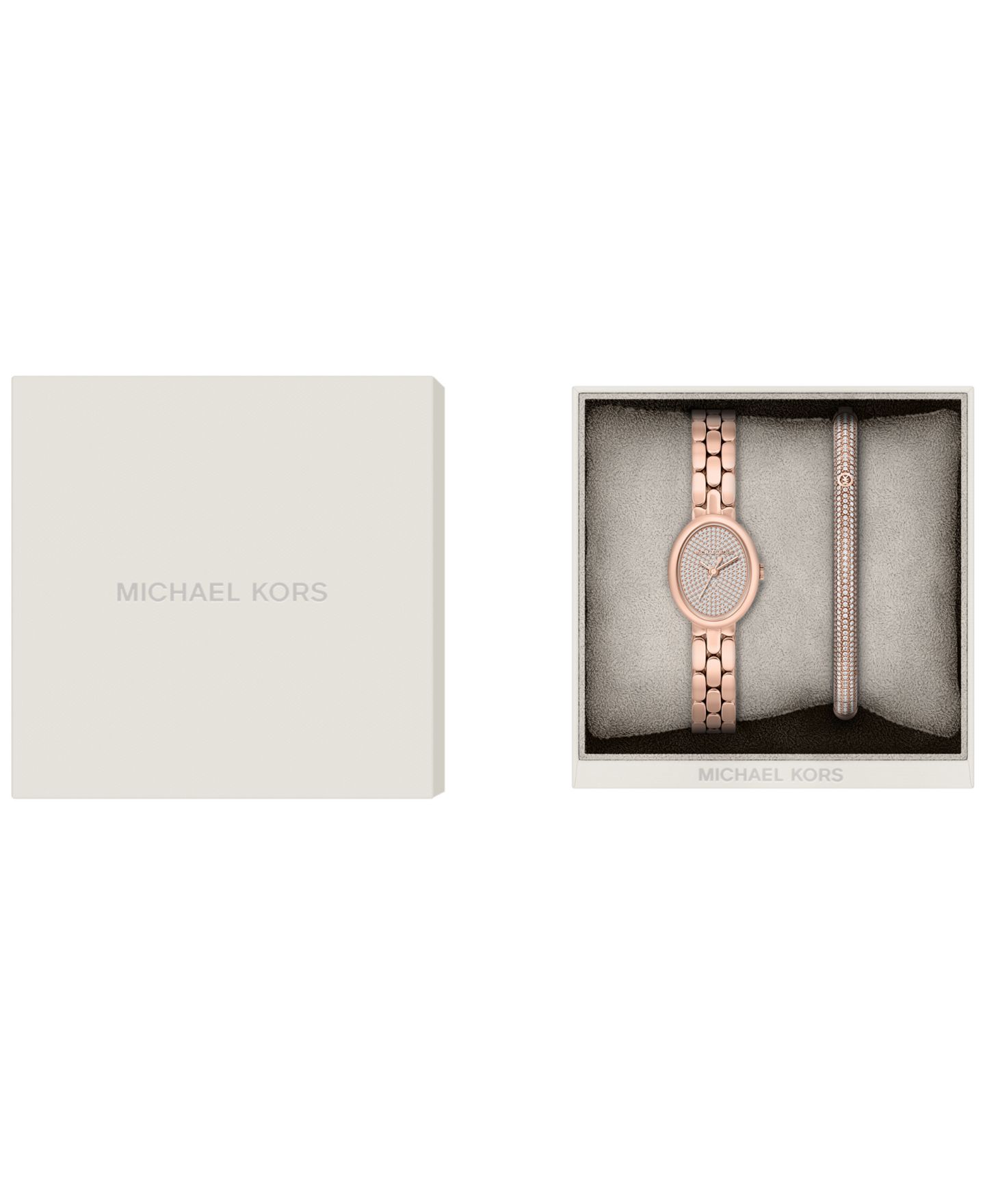 Женские часы Michael Kors Maude Three-Hand Rose Gold-Tone Stainless Steel Watch and Bracelet Set, 21MM — фото 7