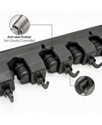 5 Ball Slots 6 Hooks Wall Mop & Broom Organizer