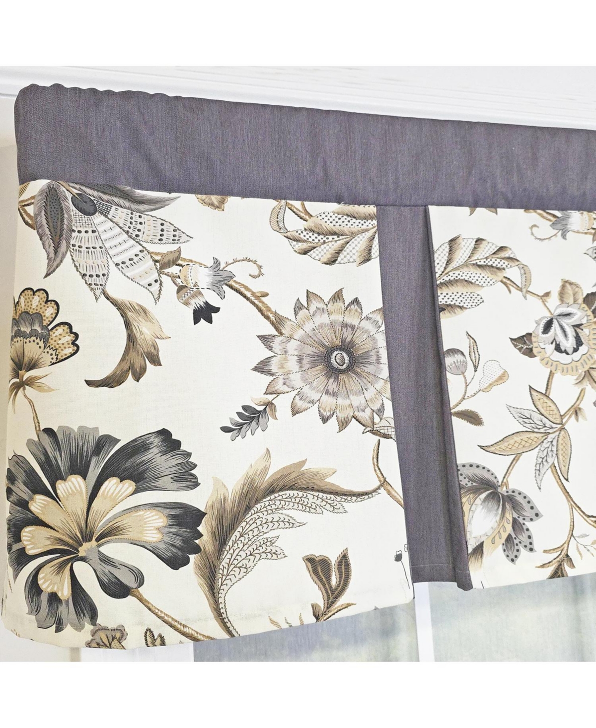 Rlf Home Zanzibar Pleated 100% Cotton Rod Pocket Window Valance 50" x 17" Gray