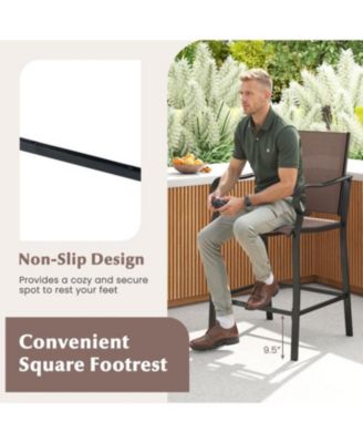 Patio Bar Stools with Mesh Fabric, Counter Height, 2-Piece