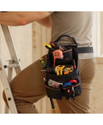 Tool Pouch with Belt, 14 Pockets Heavy-Duty Tool Belt Pouch, Detachable Adjustable Utility Work Bag, Waist 32–50 in