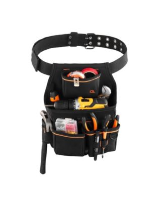Tool Pouch with Belt, 14 Pockets Heavy-Duty Tool Belt Pouch, Detachable Adjustable Utility Work Bag, Waist 32–50 in