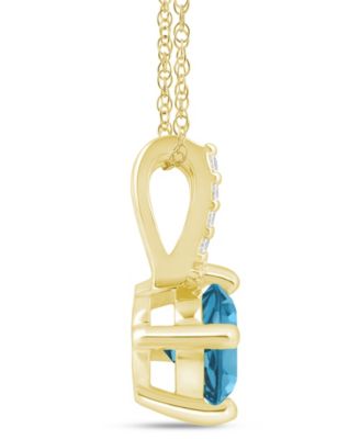 Gemstone and Diamond Pendant Necklace (1/10 ct. t.w.) in 10k White Gold (also in 10k Yellow Gold)