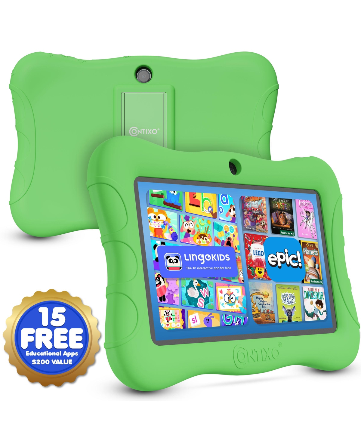 Contixo 7" Android Kids Tablet 32GB, Includes 50+ Disney Storybooks & Stickers, Protective Case with Kickstand, (2024 Model)
