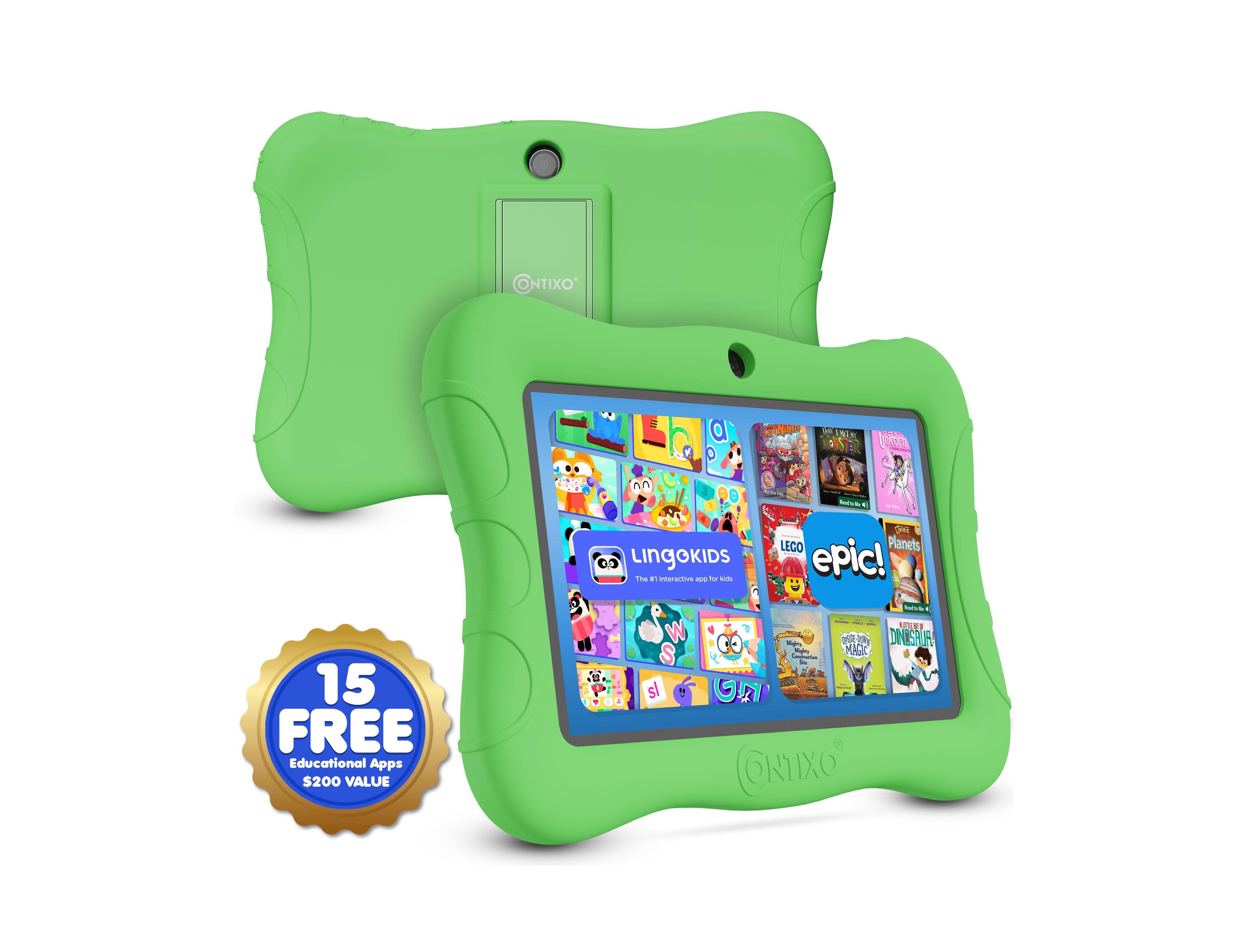 Contixo 7" Android Kids Tablet 32GB, Includes 50+ Disney Storybooks & Stickers, Protective Case with Kickstand, (2024 Model)
