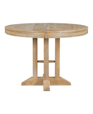 Farmhouse Dining Table Extendable Round Table for Kitchen, Dining Room