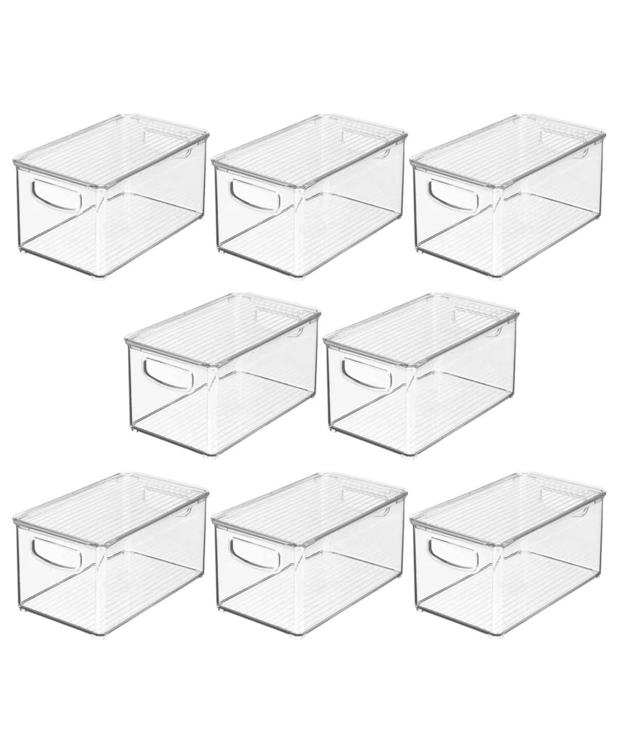 mDesign Deep Plastic Bathroom Storage Box, Lid/Built-In Handles, 8 Pack, Clear