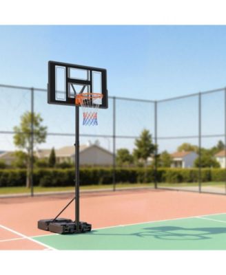 Portable Basketball Hoop, 4.4–10 ft Height Adjustable Stand, Built-In Rolling Wheels, Adjustable Goal System