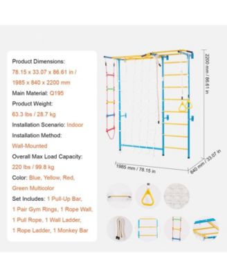 7-in-1 Indoor Jungle Gym w/ Ladder, Pull-Up Bar, Rope & Rings