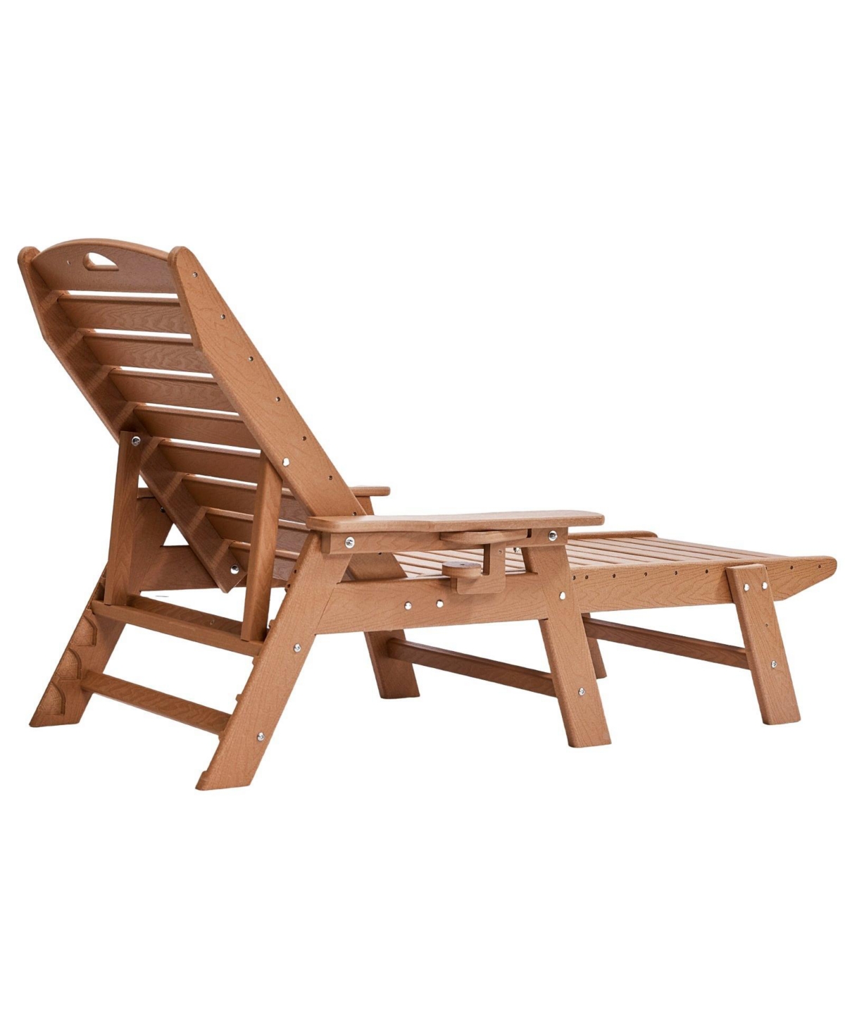 Mecale Hdpe Chaise Lounge Chair, 400 lbs Capacity, 6-Position Adjustable Patio Lounge Chair with Backrest and Cup Holder