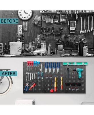 24"x16" Pegboard Wall Organizer 128 PC Kit, Black