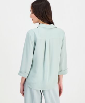Petite 3/4-Sleeve Crepe Blouse