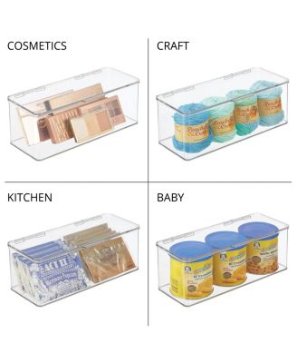 Plastic Bathroom Vanity Organizer Bin Box with Hinged Lid, 4 Pack