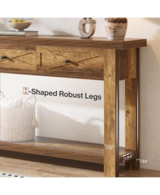 Console Table with 3 Drawers, Extra Long Farmhouse Entryway Table with Storage Shelf