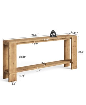 Solid Wood Console Table, Farmhouse 2-Tier Sofa Table for Behind Couch